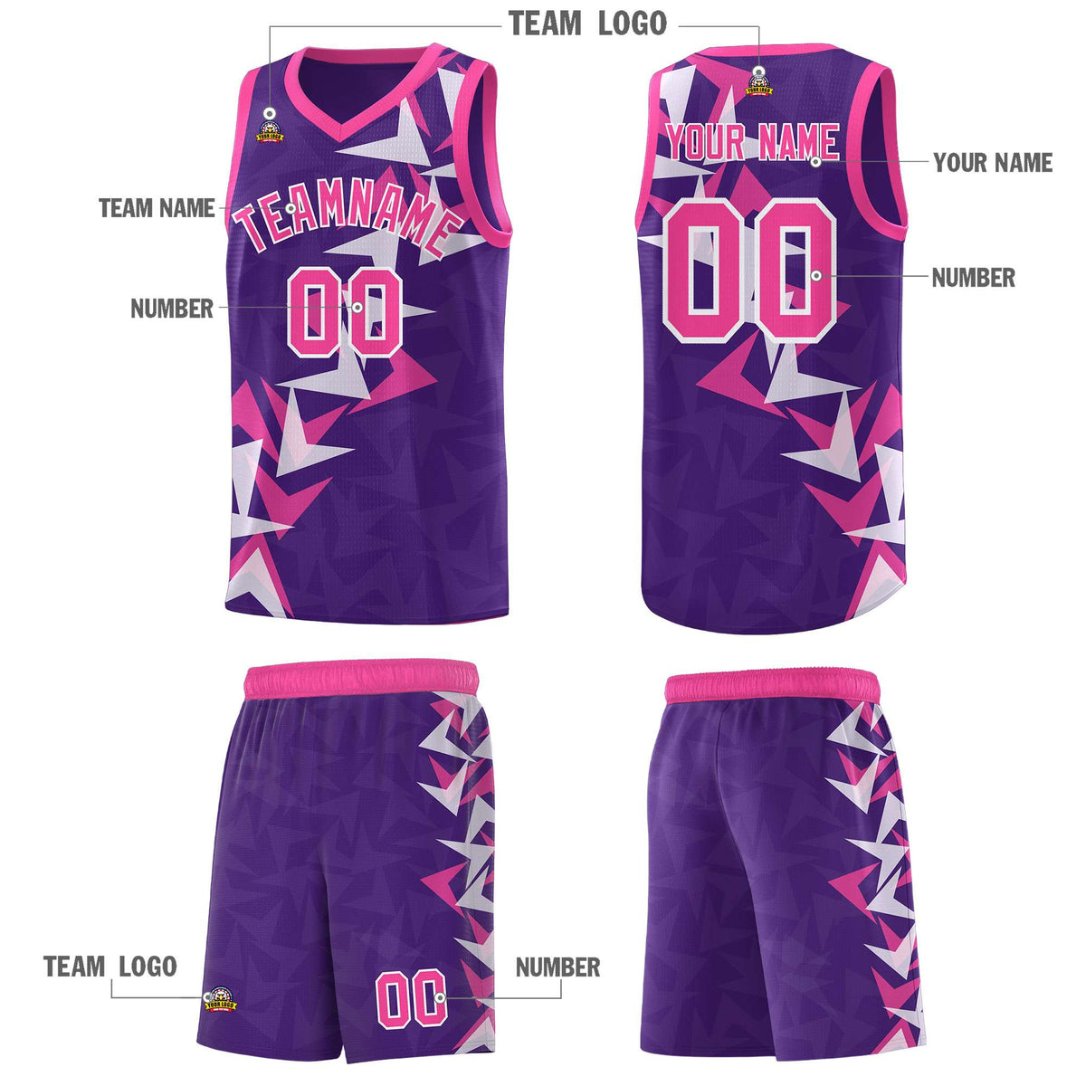 Custom Purple Boomerang Pattern Kits Basketball Jersey|KXKSHOP