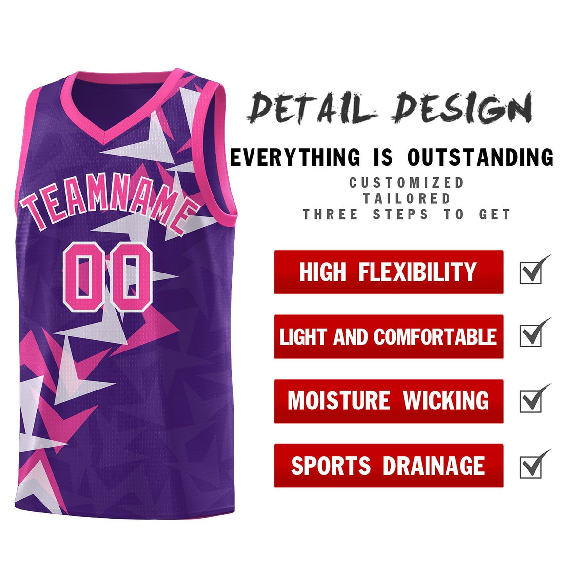 Custom Purple Boomerang Pattern Kits Basketball Jersey|KXKSHOP