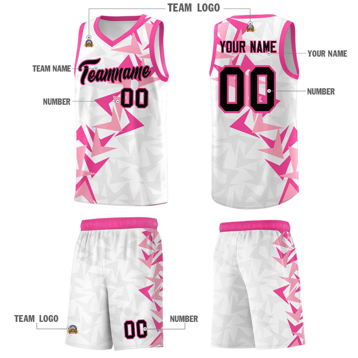 Custom White Boomerang Pattern Kits Basketball Jersey|KXKSHOP
