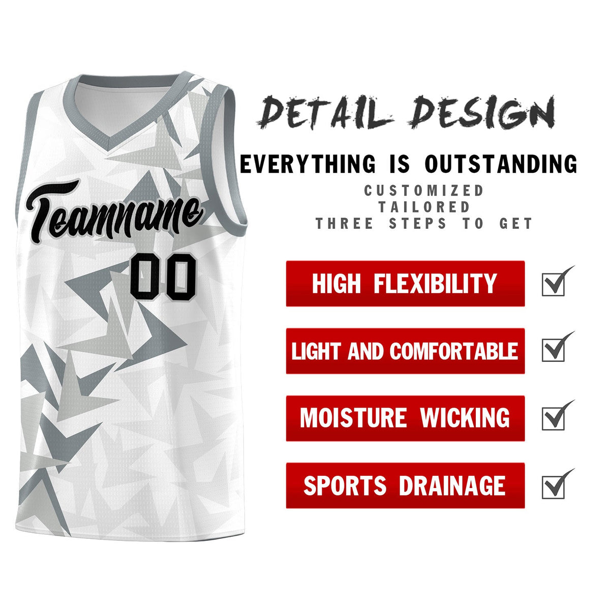 Custom White Boomerang Pattern Kits Basketball Jersey|KXKSHOP