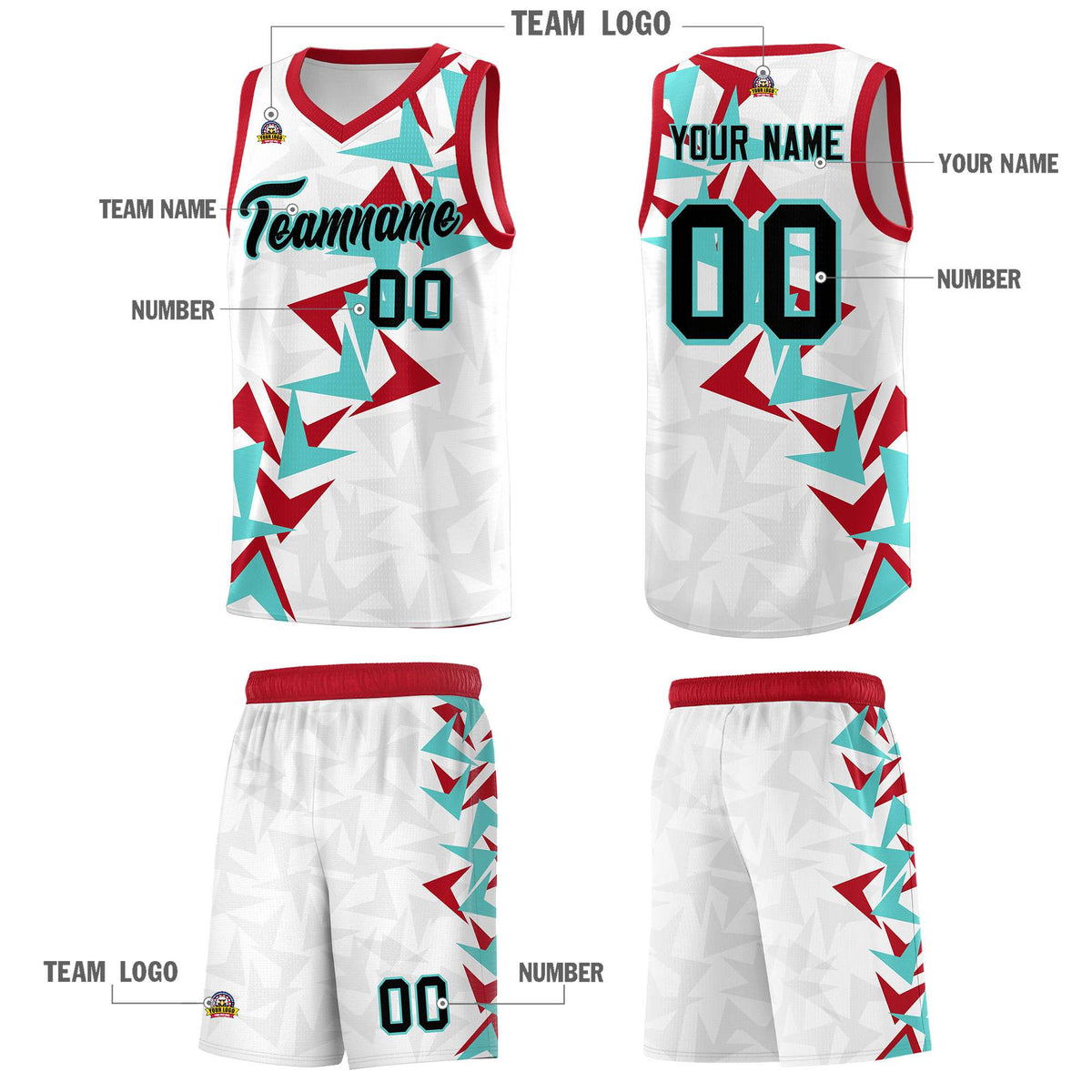 Custom White Boomerang Pattern Kits Basketball Jersey|KXKSHOP