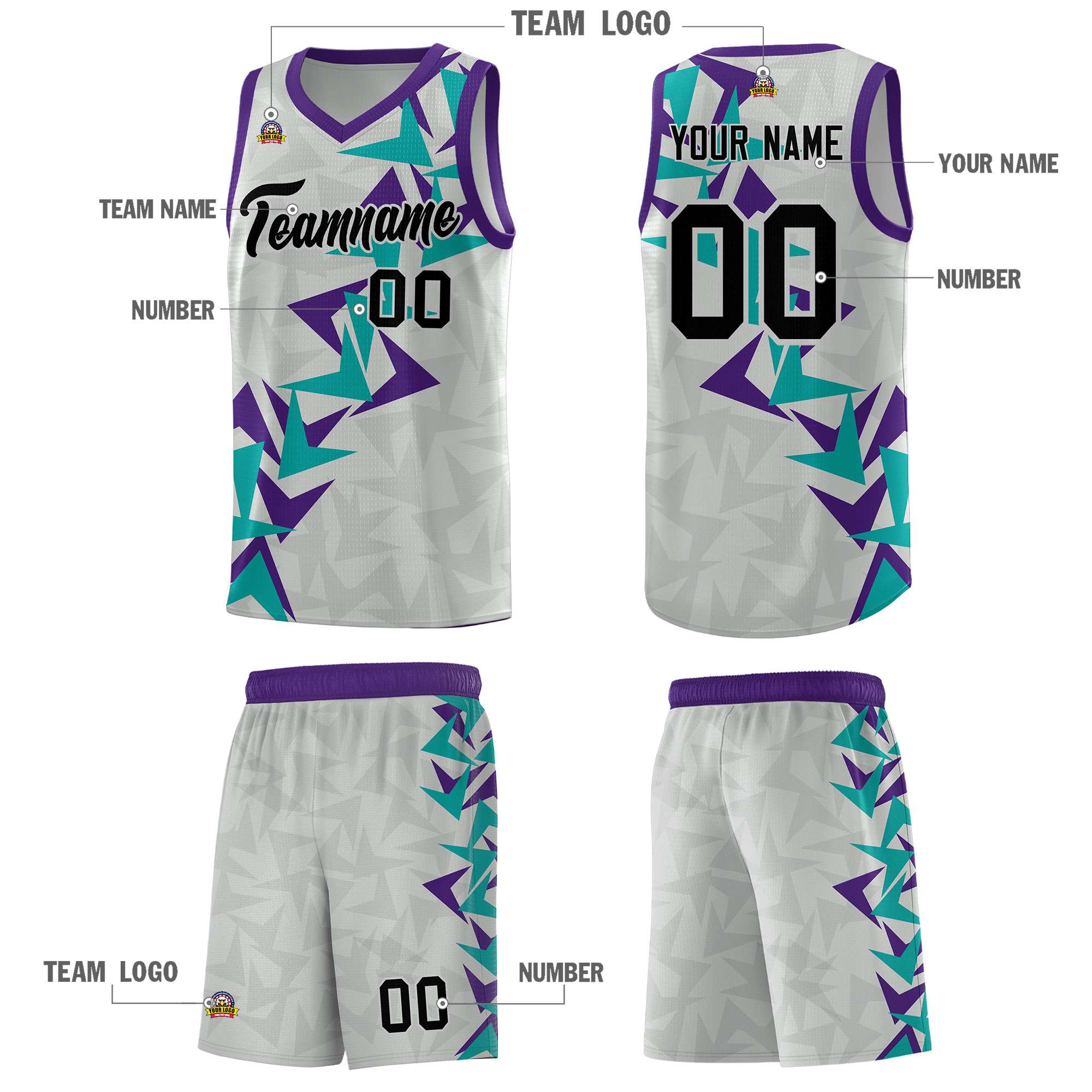 Custom Gray Boomerang Pattern Kits Basketball Jersey|KXKSHOP