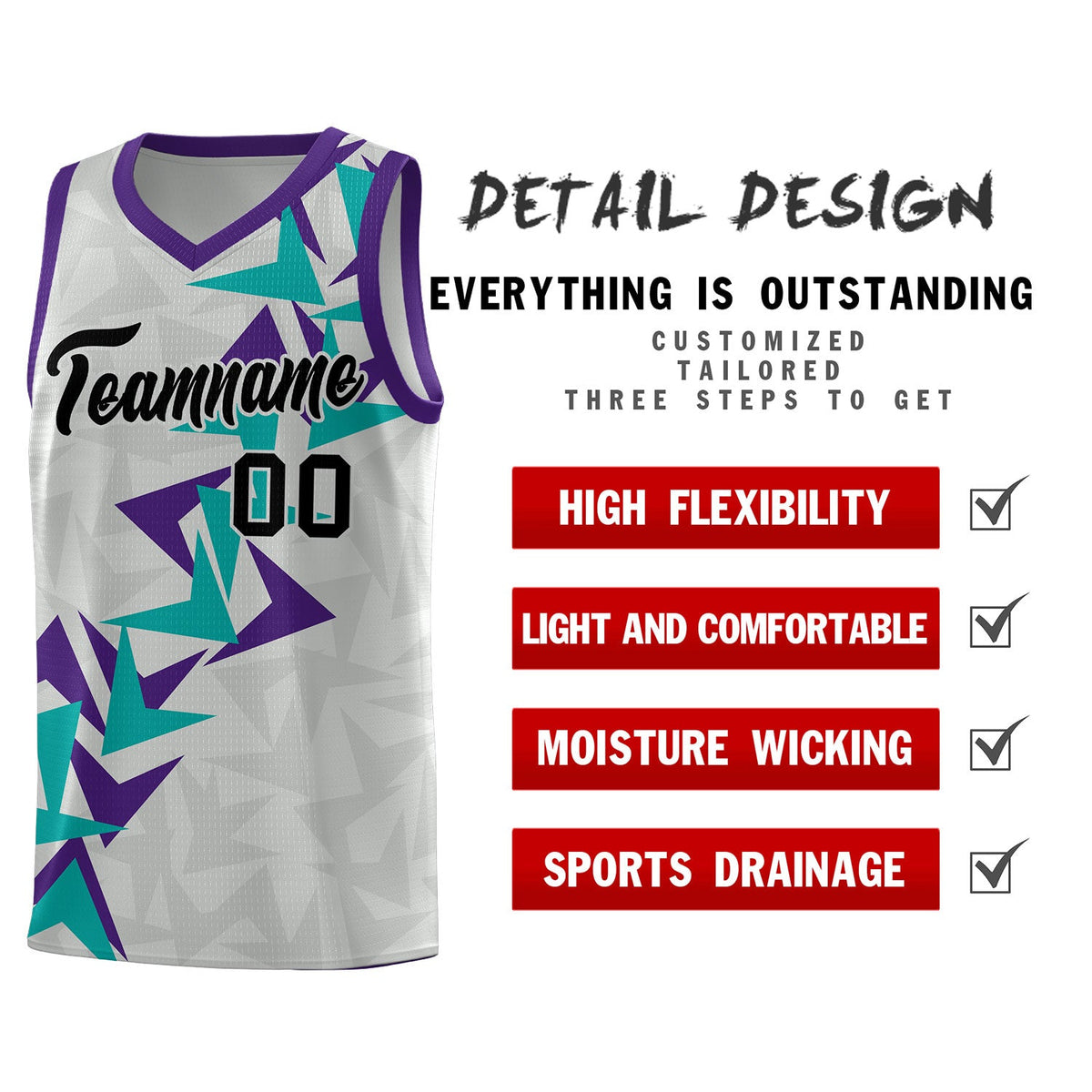 Custom Gray Boomerang Pattern Kits Basketball Jersey|KXKSHOP