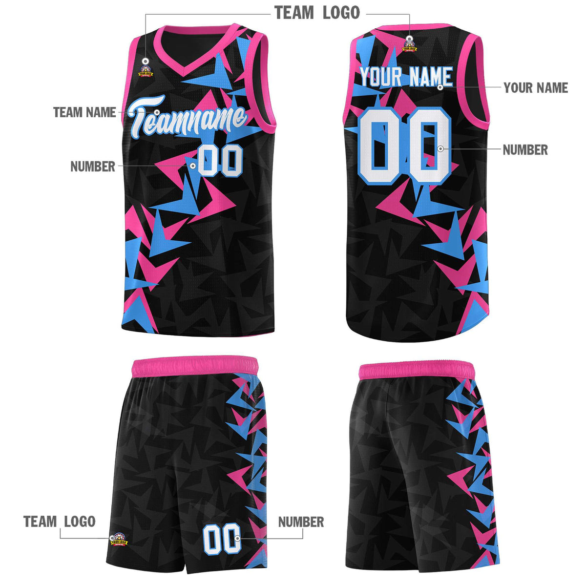Custom Black Boomerang Pattern Kits Basketball Jersey|KXKSHOP