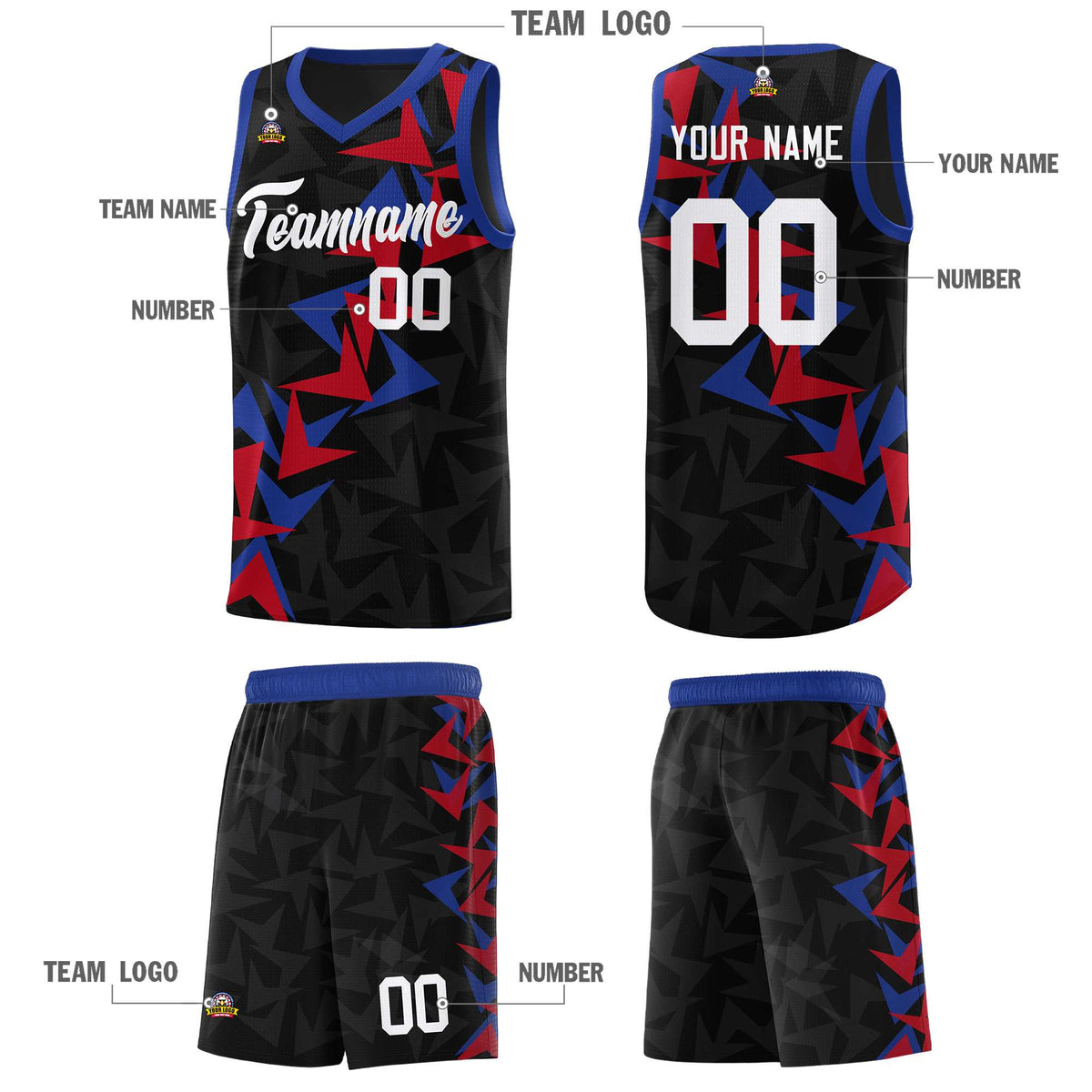 Custom Black Boomerang Pattern Kits Basketball Jersey|KXKSHOP