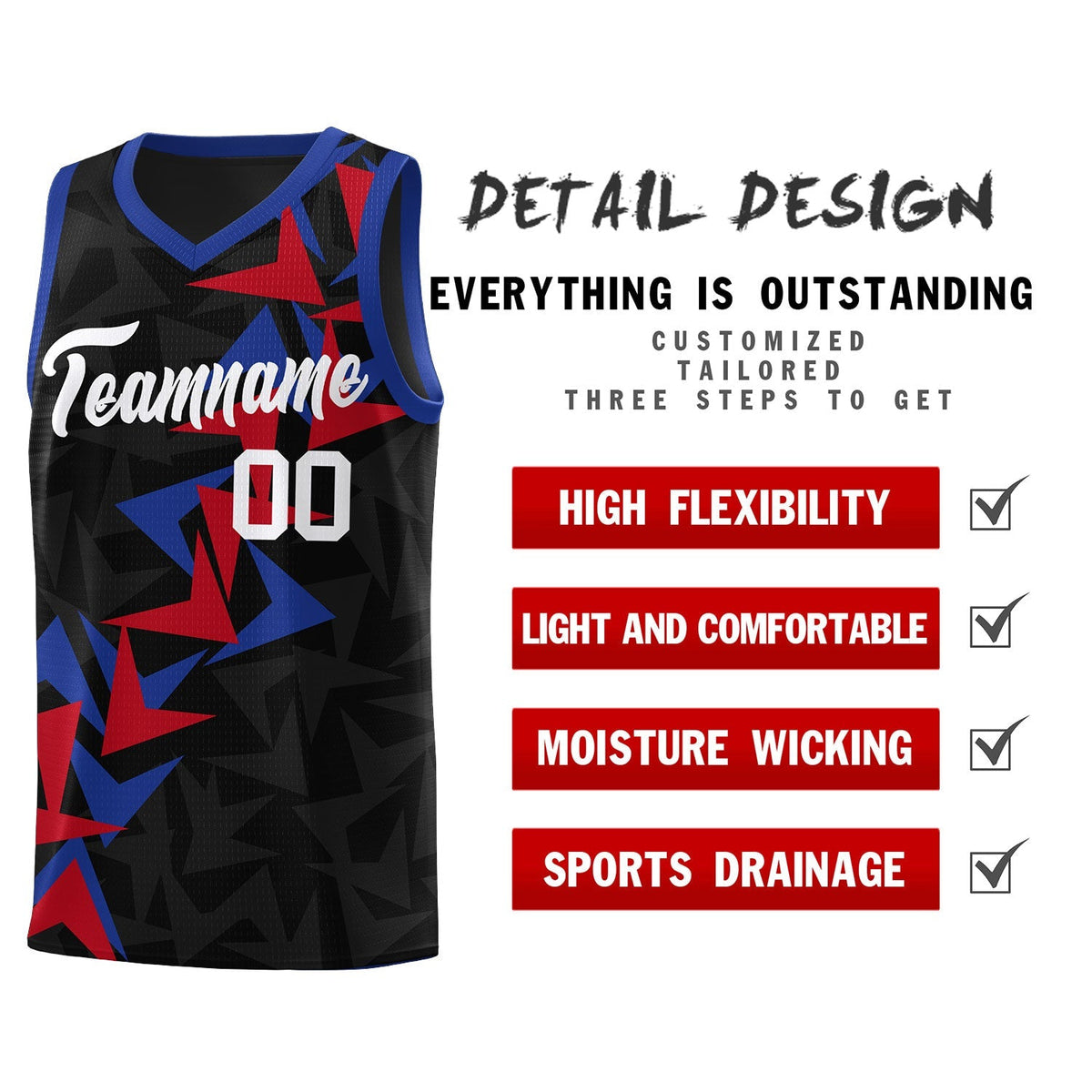 Custom Black Boomerang Pattern Kits Basketball Jersey|KXKSHOP