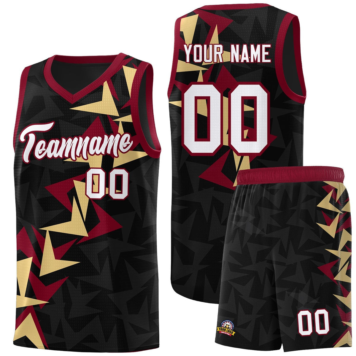 Custom Black Boomerang Pattern Kits Basketball Jersey|KXKSHOP
