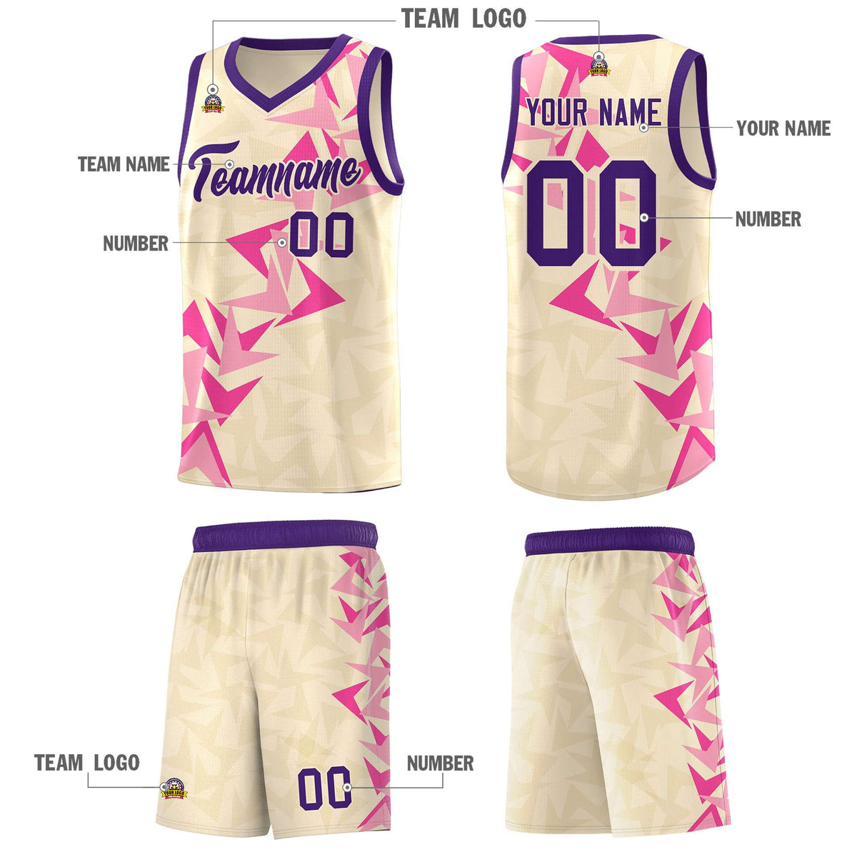 Custom Cream Boomerang Pattern Kits Basketball Jersey|KXKSHOP
