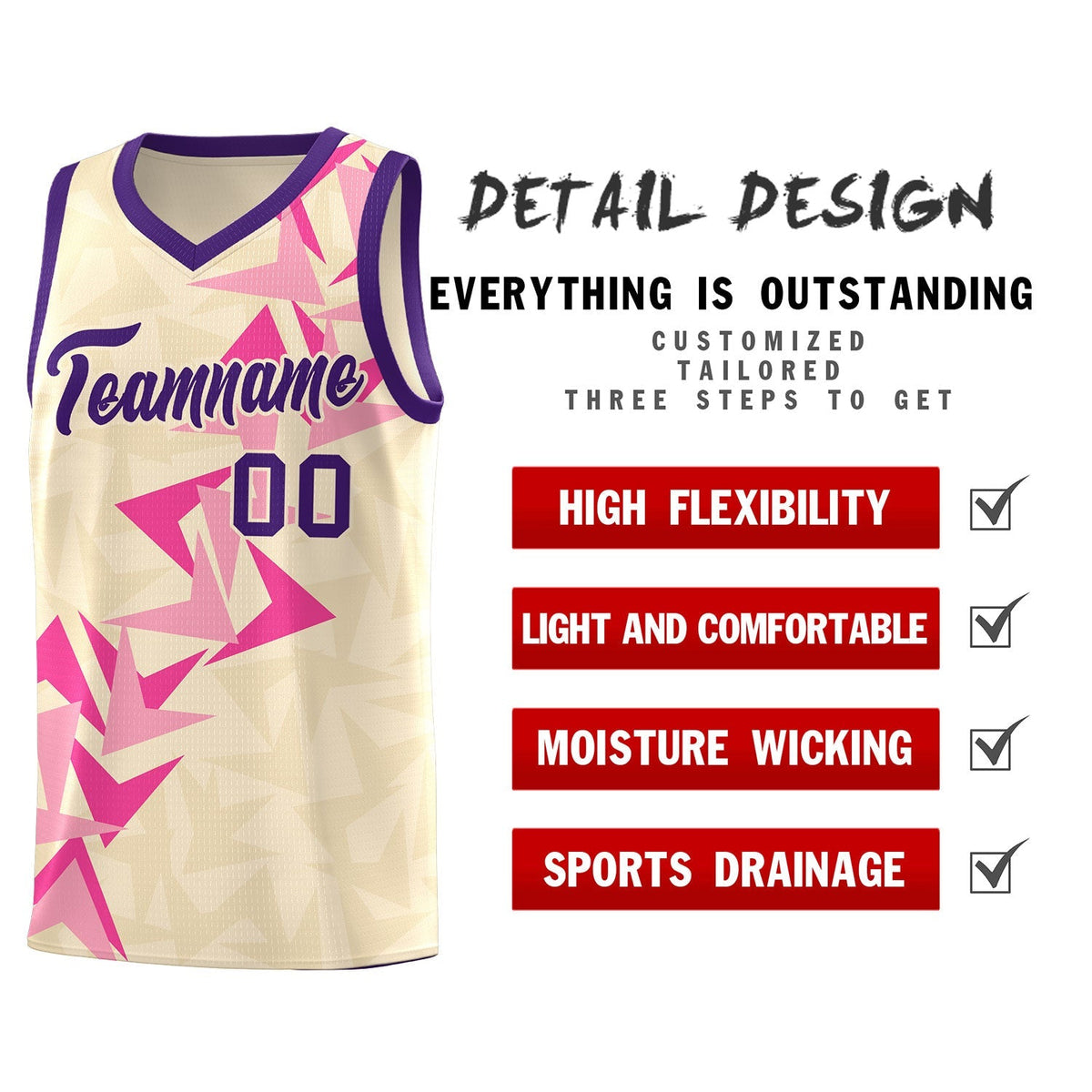 Custom Cream Boomerang Pattern Kits Basketball Jersey|KXKSHOP