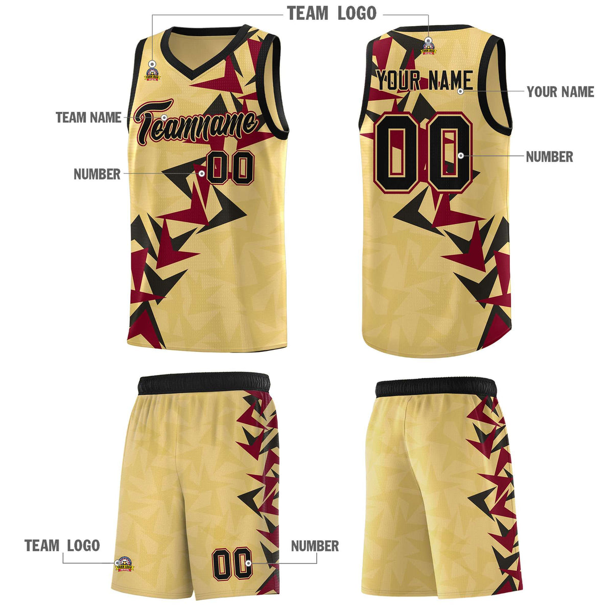 Custom Khaki Boomerang Pattern Kits Basketball Jersey|KXKSHOP