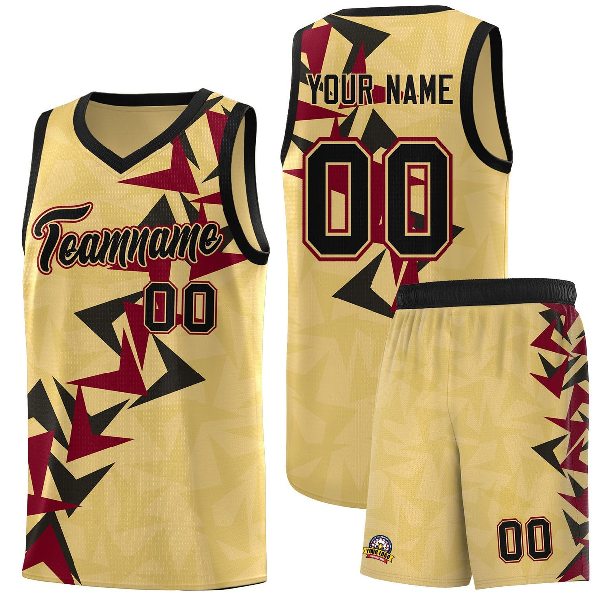 Custom Khaki Boomerang Pattern Kits Basketball Jersey|KXKSHOP