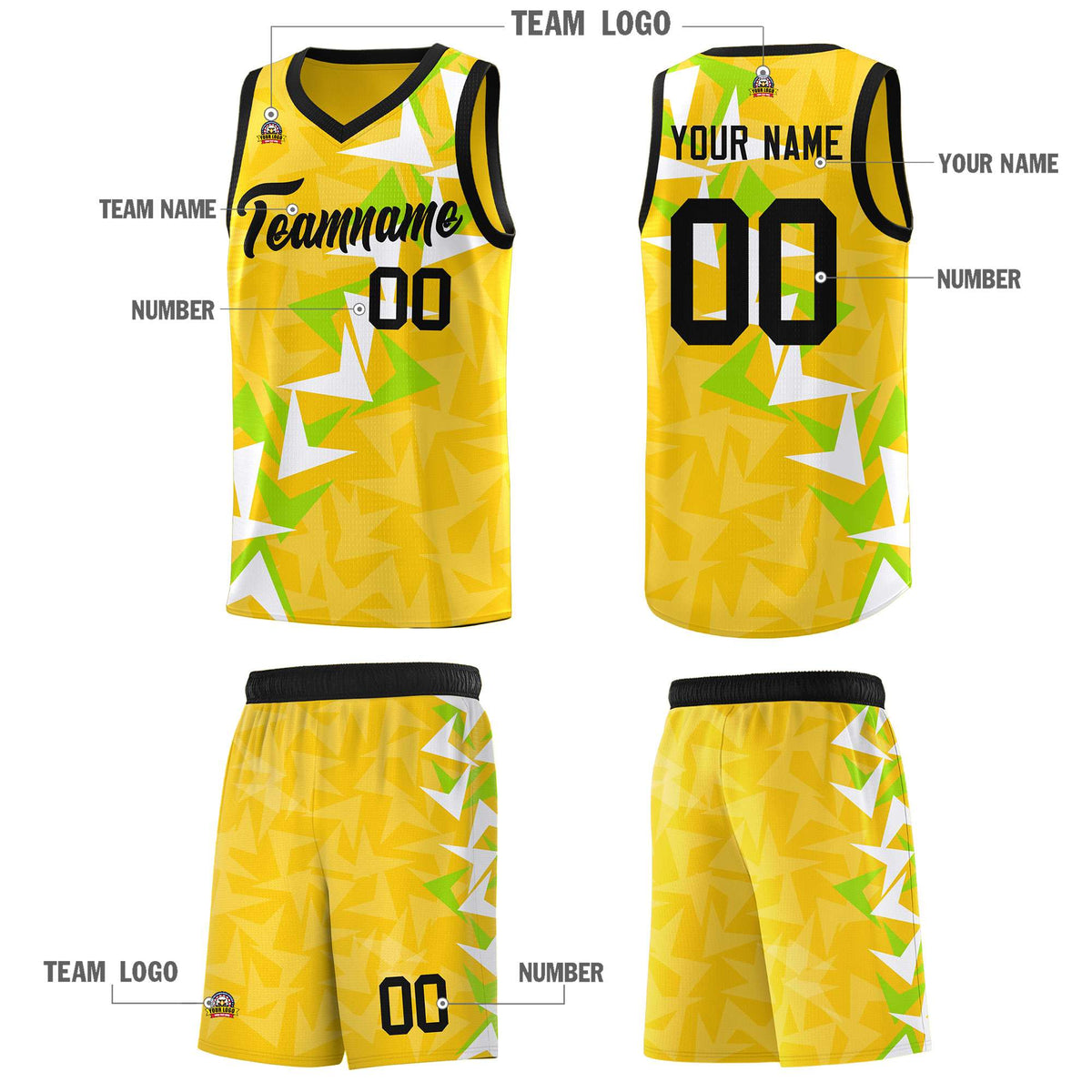Custom Gold Boomerang Pattern Kits Basketball Jersey|KXKSHOP