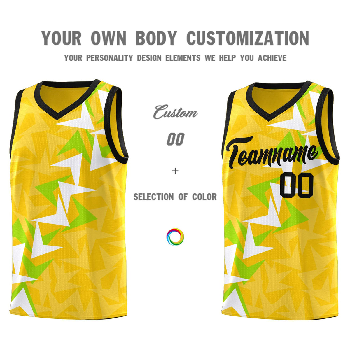 Custom Gold Boomerang Pattern Kits Basketball Jersey|KXKSHOP