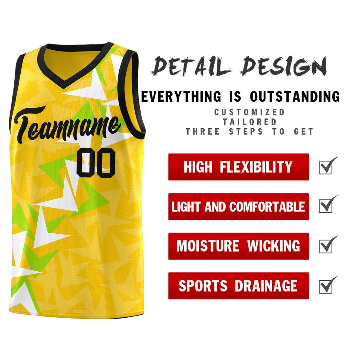 Custom Gold Boomerang Pattern Kits Basketball Jersey|KXKSHOP