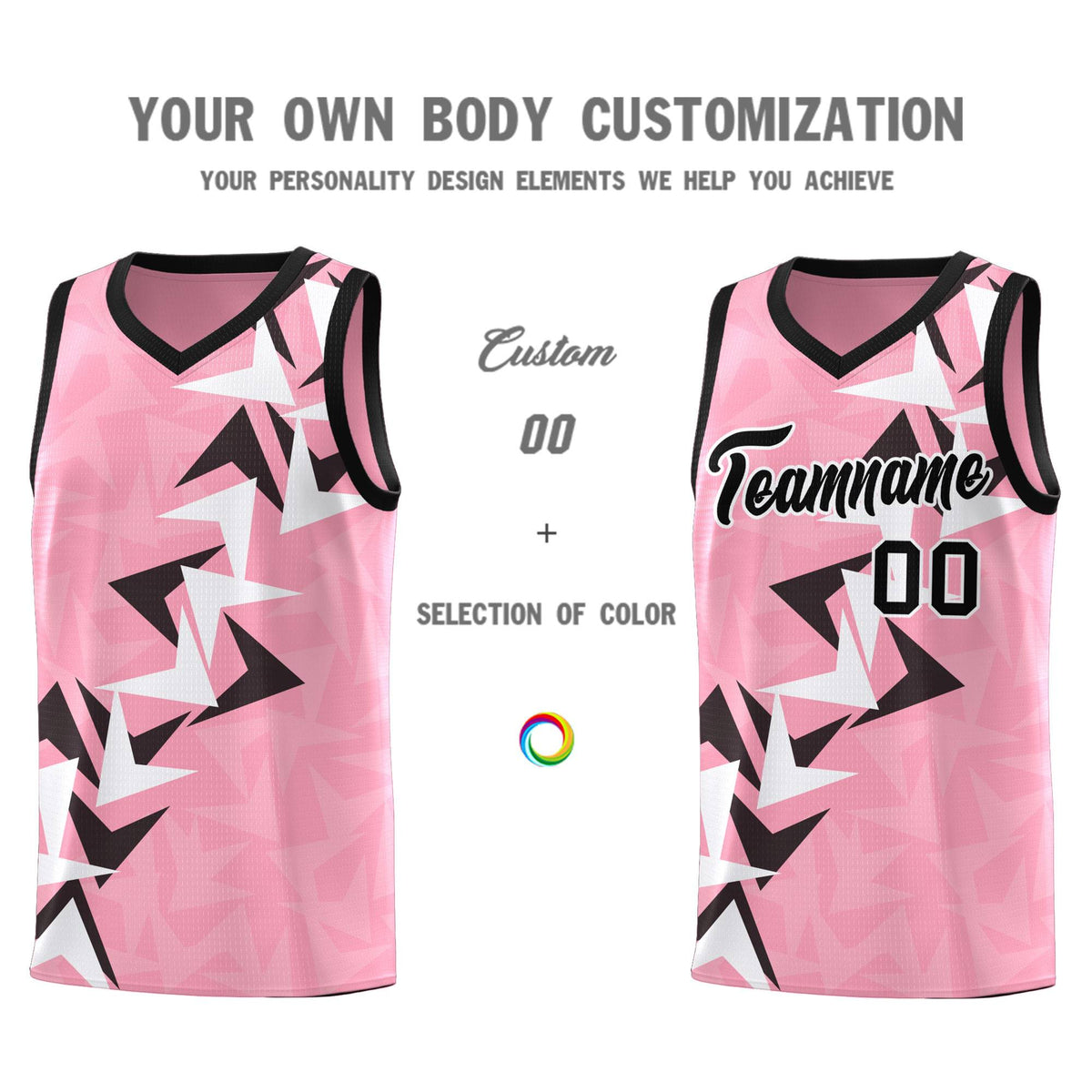 Custom Light Pink Boomerang Pattern Kits Basketball Jersey|KXKSHOP
