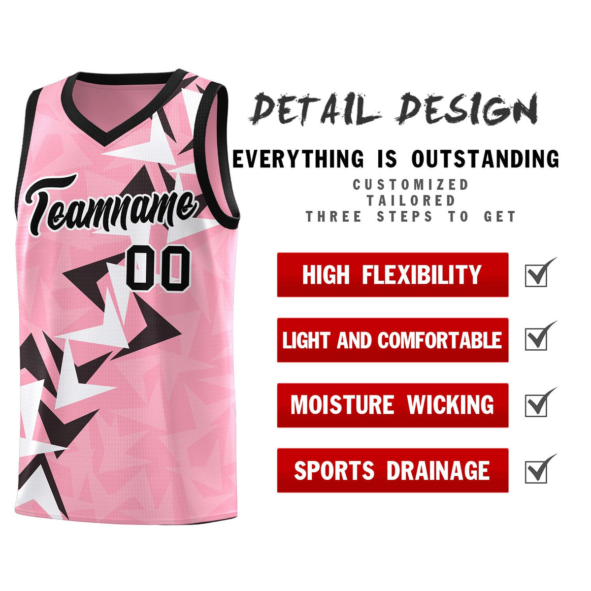 Custom Light Pink Boomerang Pattern Kits Basketball Jersey|KXKSHOP
