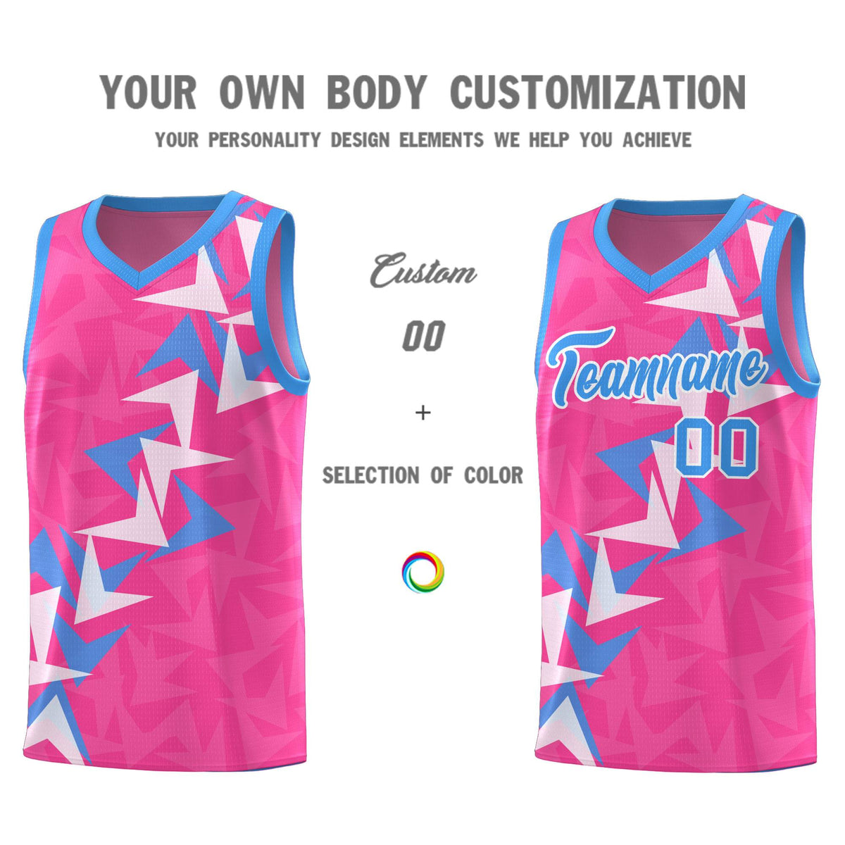 Custom Pink Boomerang Pattern Kits Basketball Jersey|KXKSHOP