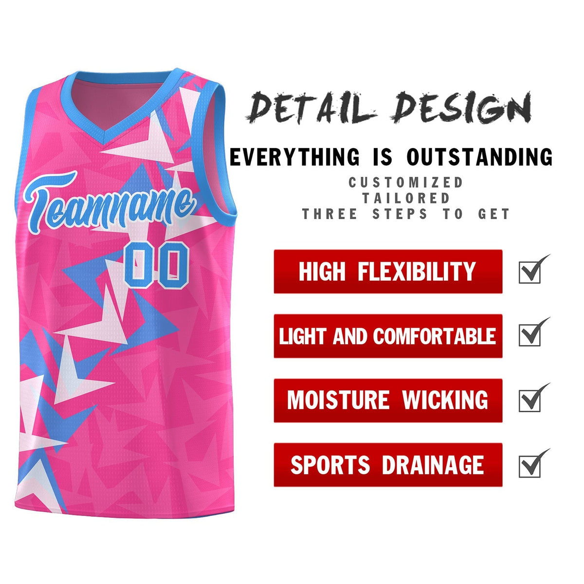 Custom Pink Boomerang Pattern Kits Basketball Jersey|KXKSHOP