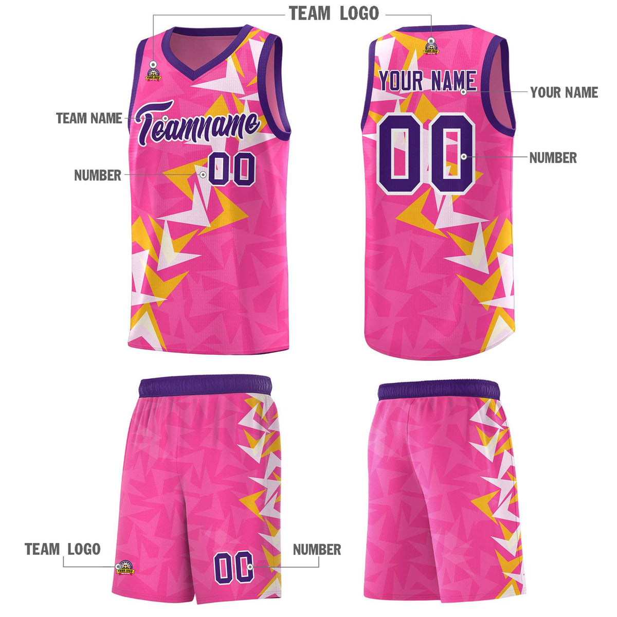 Custom Pink Boomerang Pattern Kits Basketball Jersey|KXKSHOP