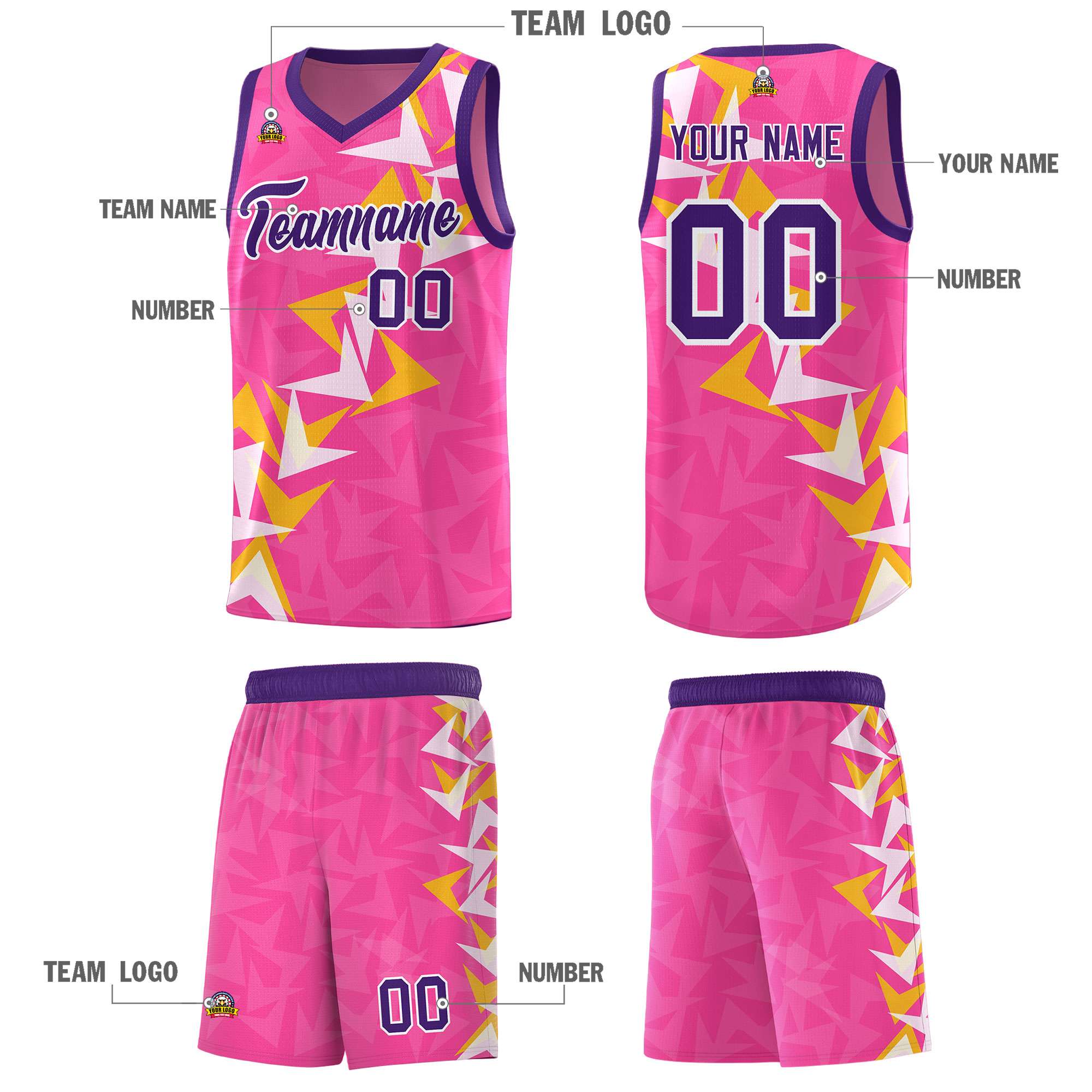 Custom Pink Boomerang Pattern Kits Basketball Jersey|KXKSHOP