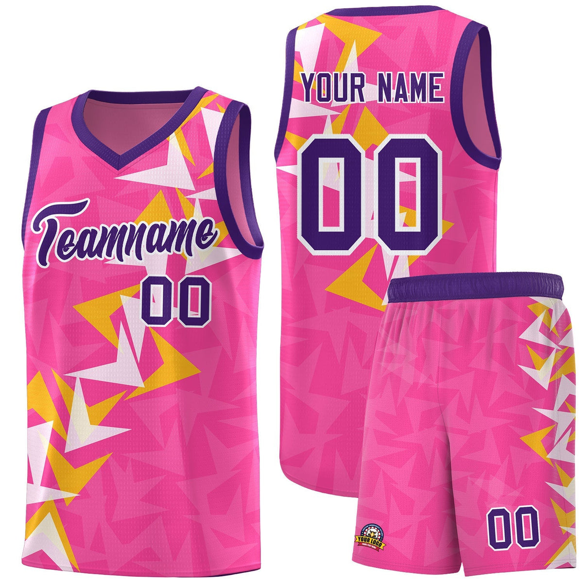 Custom Pink Boomerang Pattern Kits Basketball Jersey|KXKSHOP