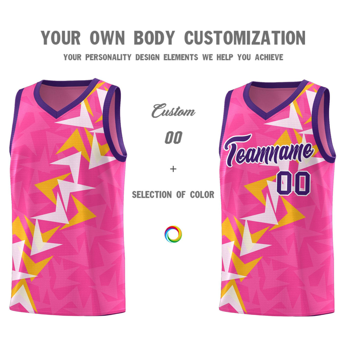 Custom Pink Boomerang Pattern Kits Basketball Jersey|KXKSHOP