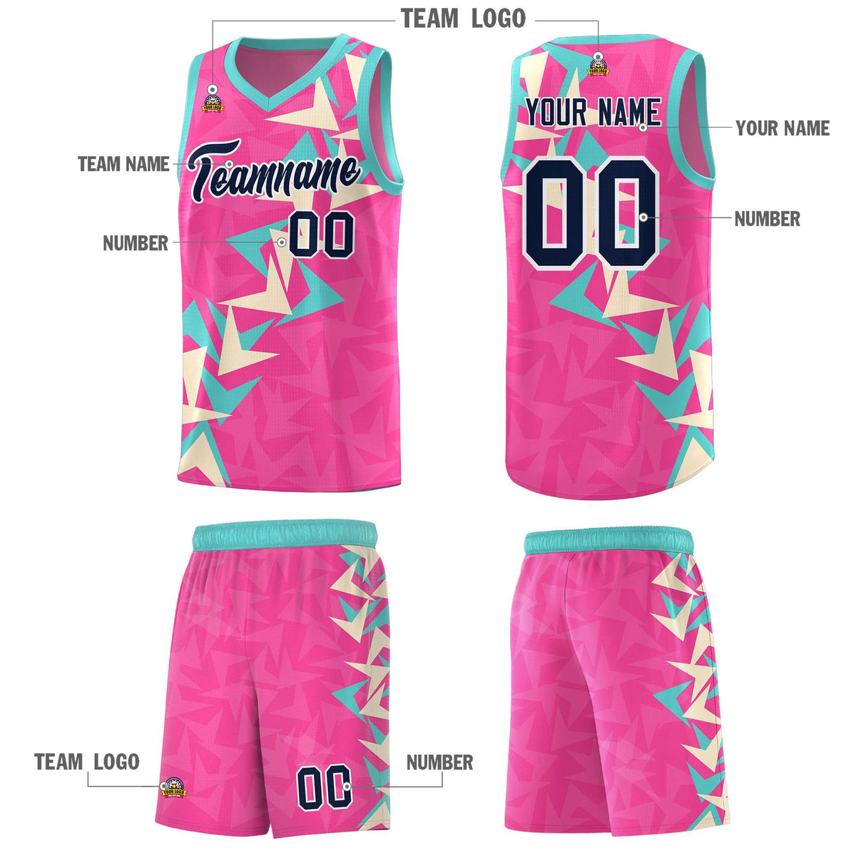 Custom Pink Boomerang Pattern Kits Basketball Jersey|KXKSHOP