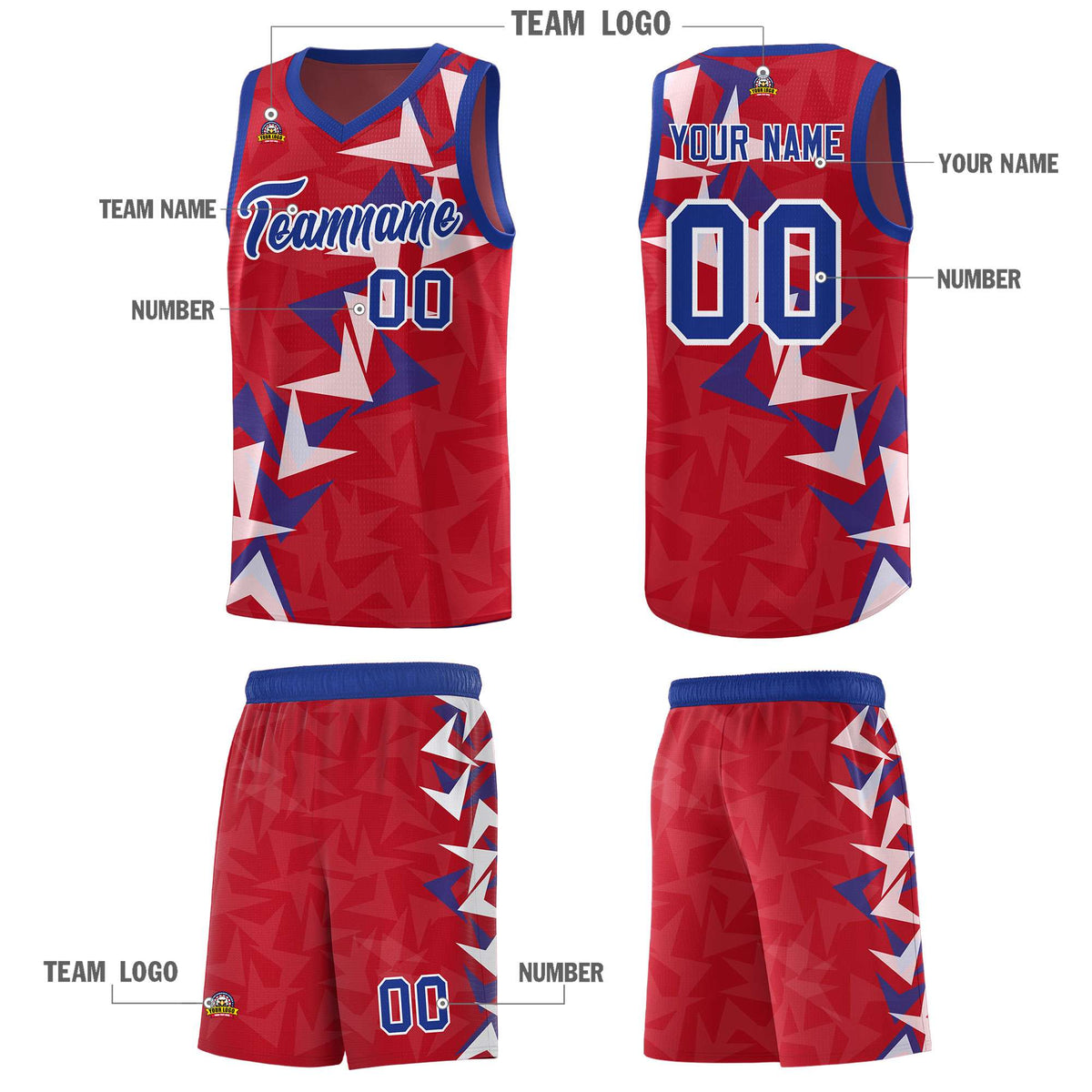 Custom Red Boomerang Pattern Kits Basketball Jersey|KXKSHOP