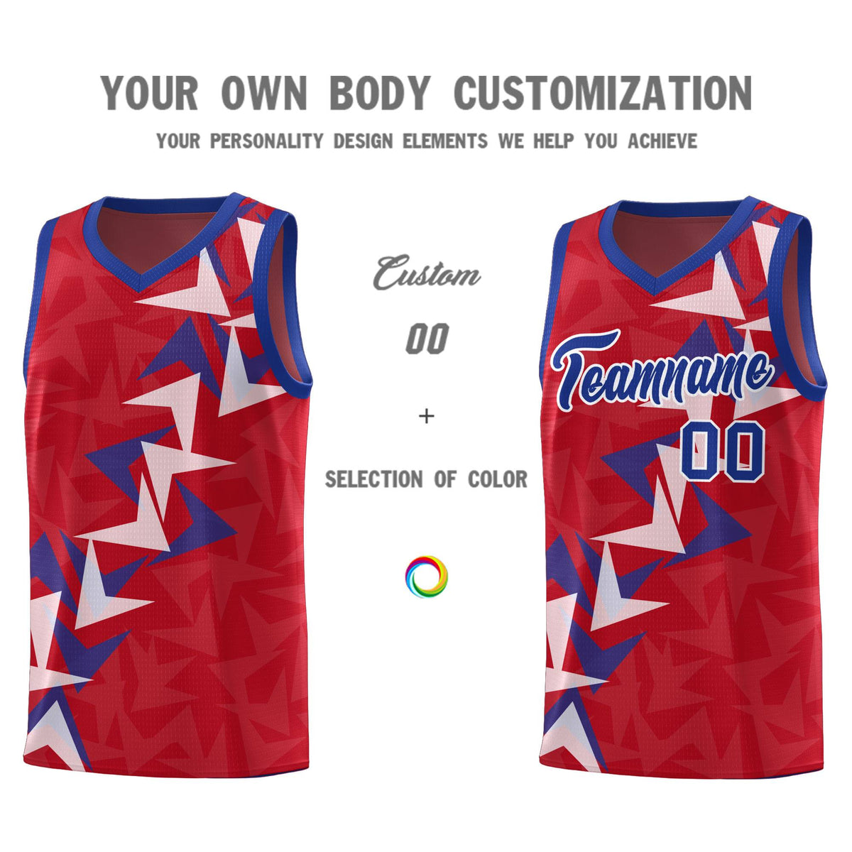 Custom Red Boomerang Pattern Kits Basketball Jersey|KXKSHOP