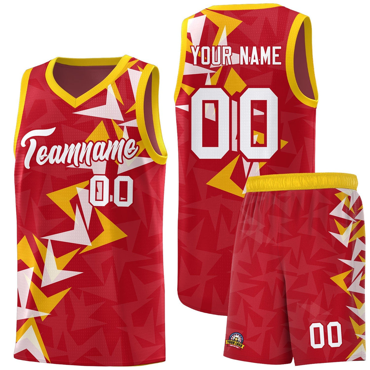 Custom Red Boomerang Pattern Kits Basketball Jersey|KXKSHOP