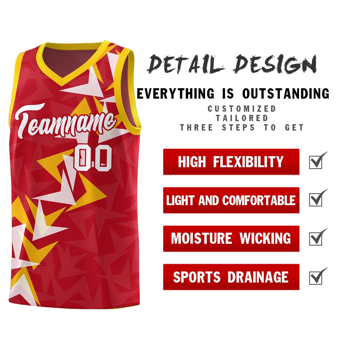 Custom Red Boomerang Pattern Kits Basketball Jersey|KXKSHOP