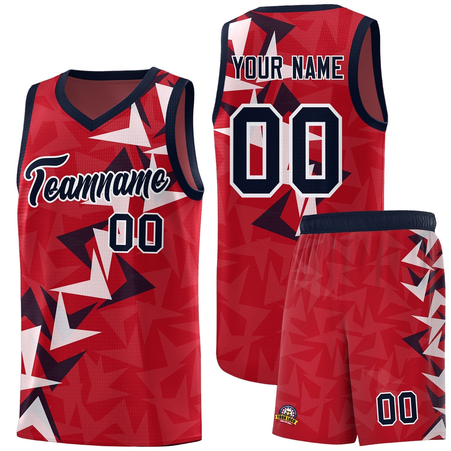 Custom Red Boomerang Pattern Kits Basketball Jersey|KXKSHOP