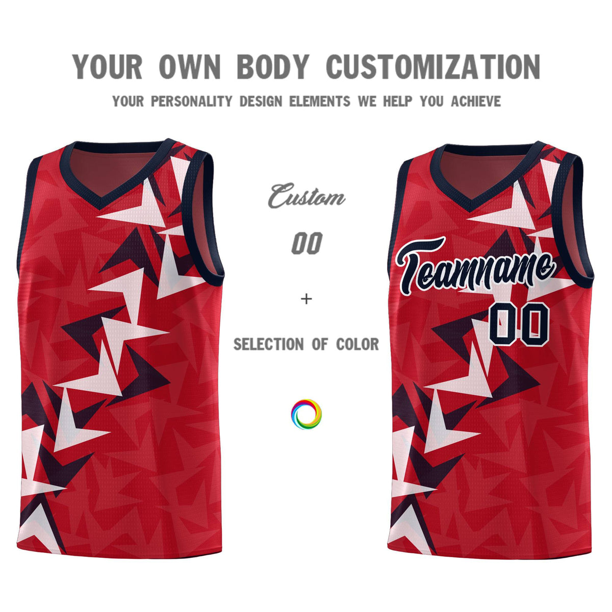 Custom Red Boomerang Pattern Kits Basketball Jersey|KXKSHOP