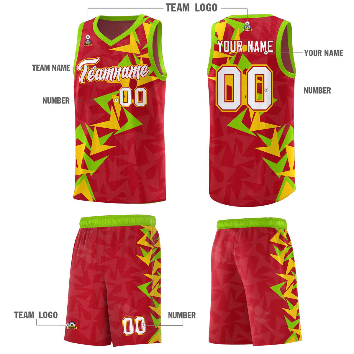 Custom Red Boomerang Pattern Kits Basketball Jersey|KXKSHOP