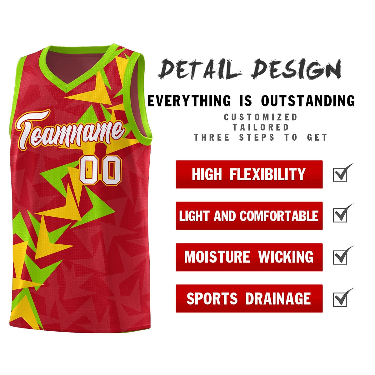 Custom Red Boomerang Pattern Kits Basketball Jersey|KXKSHOP