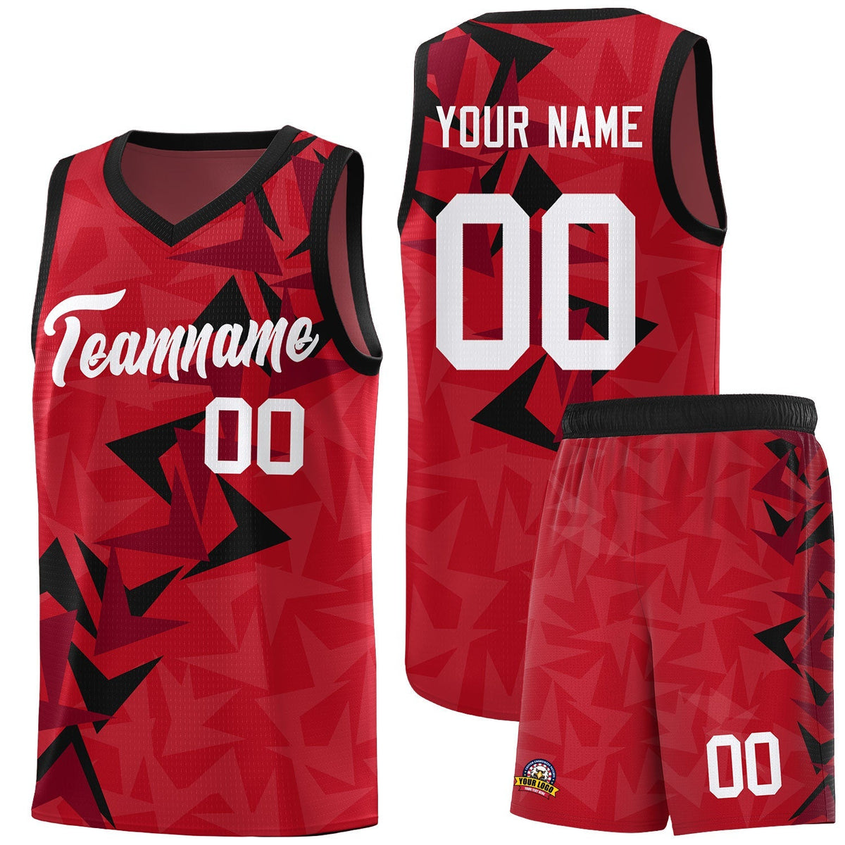 Custom Red Boomerang Pattern Kits Basketball Jersey|KXKSHOP