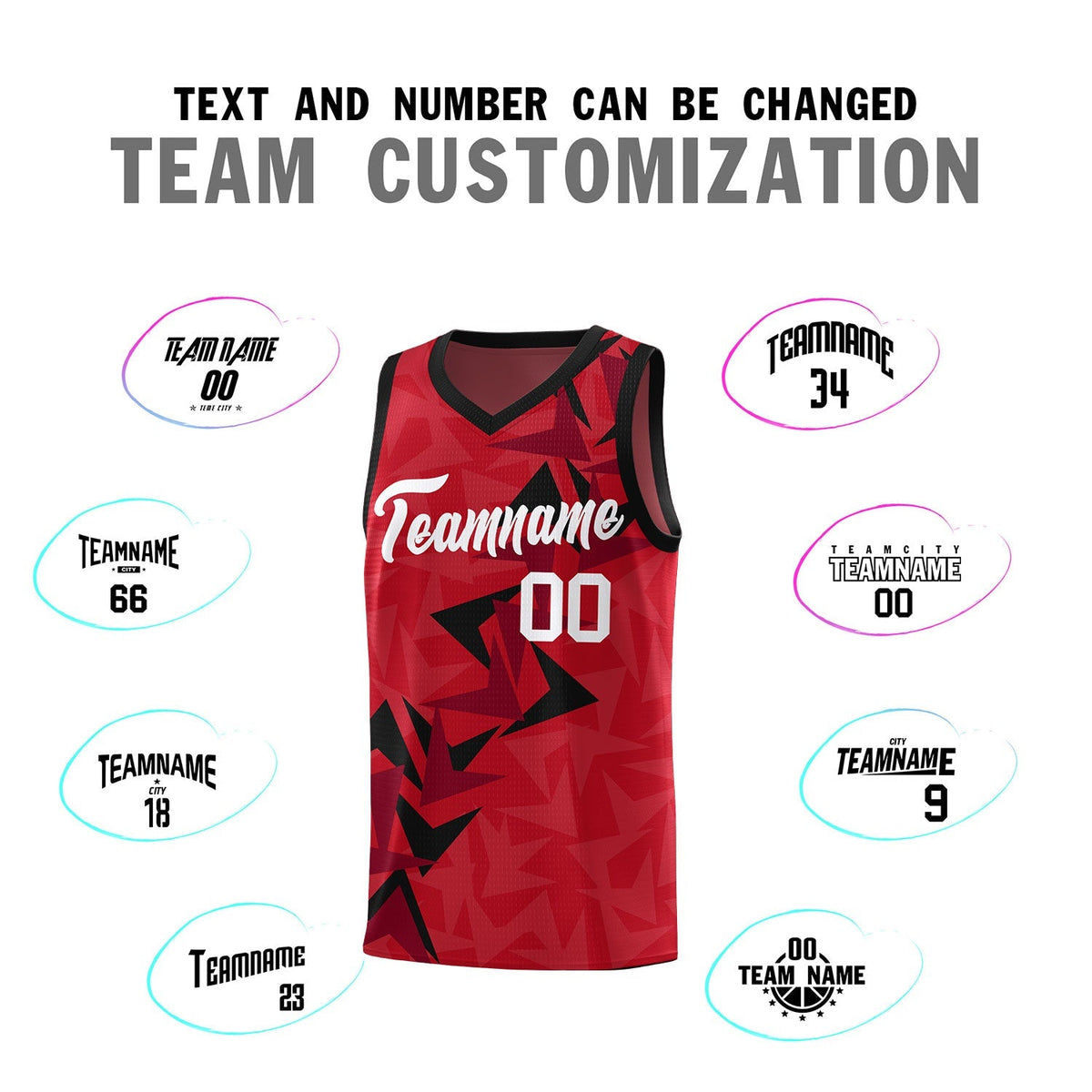 Custom Red Boomerang Pattern Kits Basketball Jersey|KXKSHOP