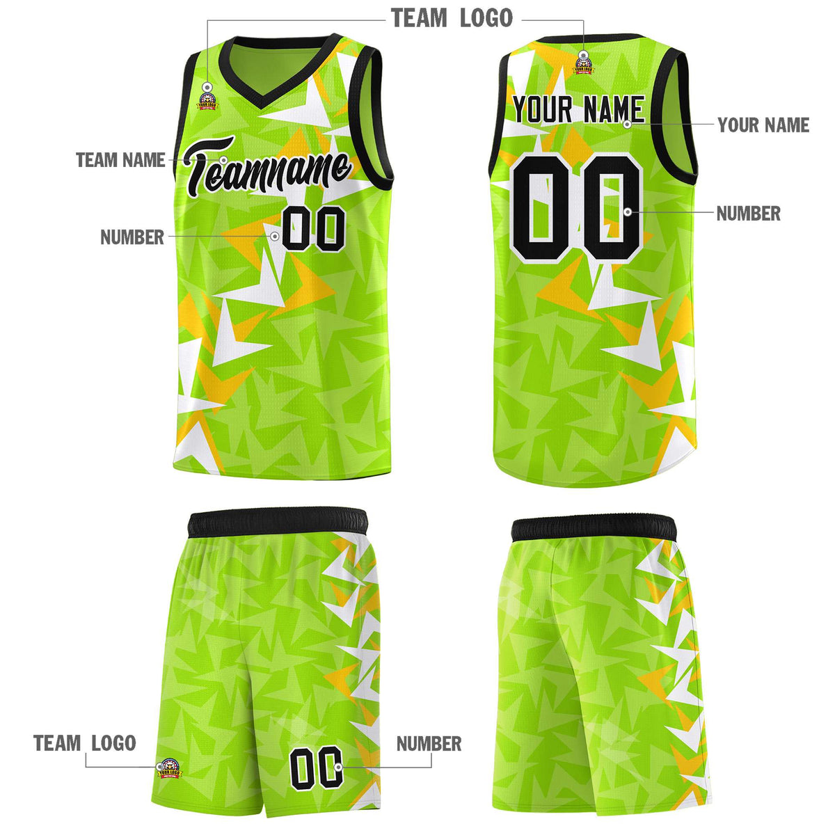 Custom Neon Green Boomerang Pattern Kits Basketball Jersey|KXKSHOP