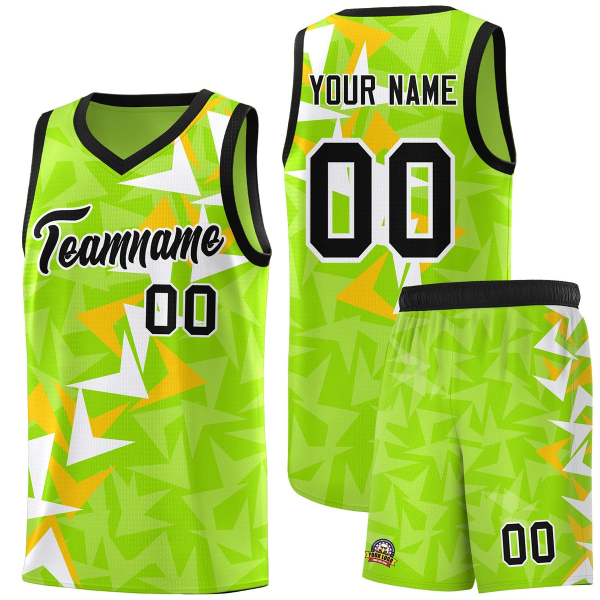 Custom Neon Green Boomerang Pattern Kits Basketball Jersey|KXKSHOP