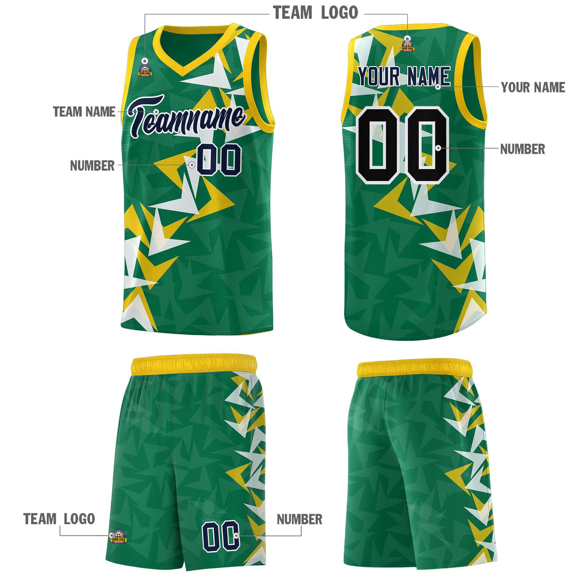Custom Kelly Green Boomerang Pattern Kits Basketball Jersey|KXKSHOP