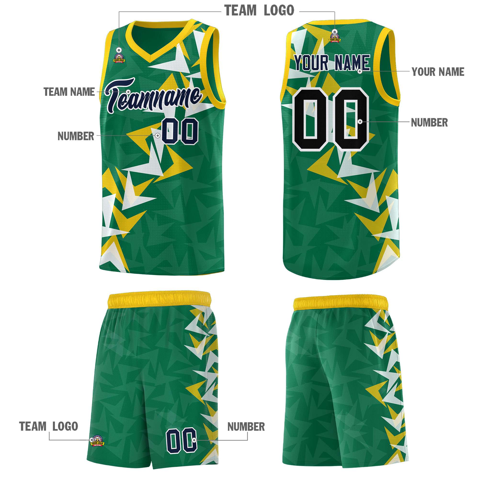 Custom Kelly Green Boomerang Pattern Kits Basketball Jersey|KXKSHOP