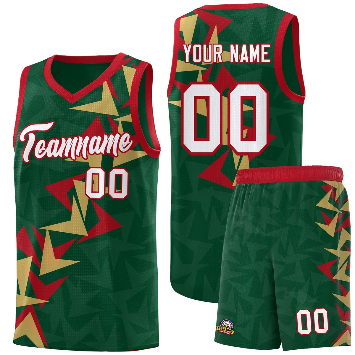 Custom Hunter Green Boomerang Pattern Kits Basketball Jersey|KXKSHOP