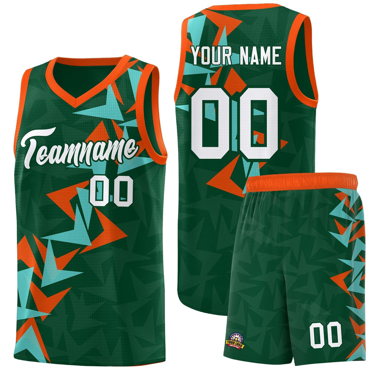 Custom Hunter Green Boomerang Pattern Kits Basketball Jersey|KXKSHOP
