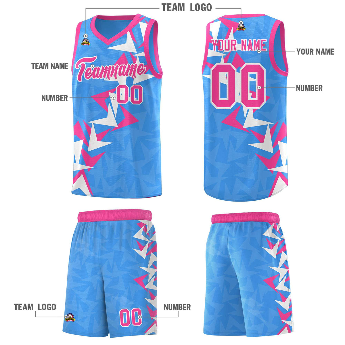 Custom Light Blue Boomerang Pattern Kits Basketball Jersey|KXKSHOP
