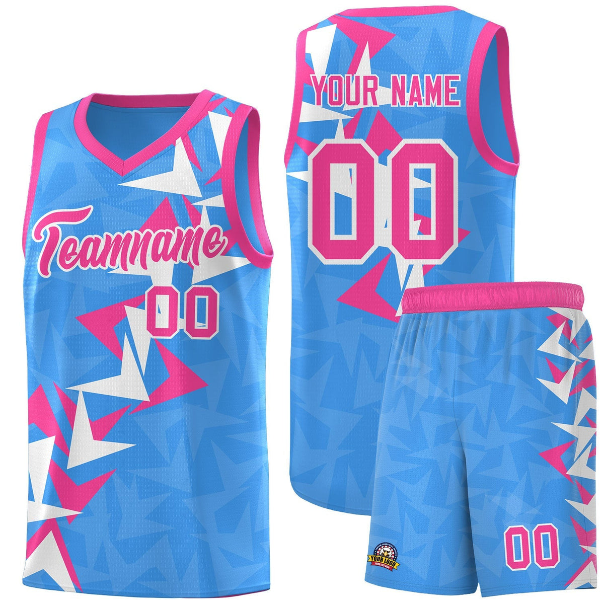 Custom Light Blue Boomerang Pattern Kits Basketball Jersey|KXKSHOP