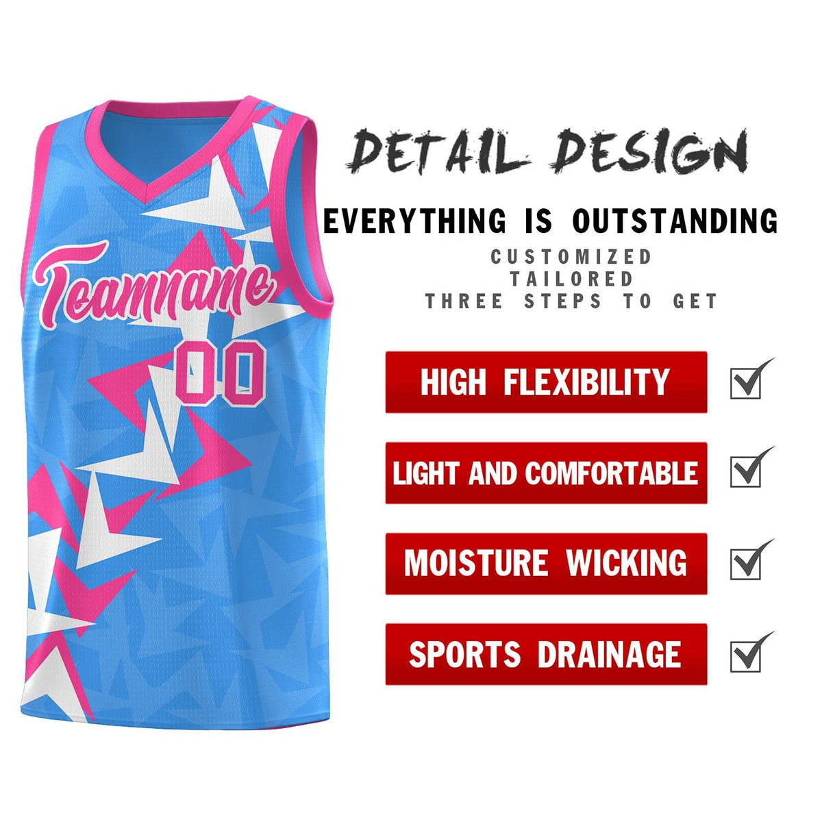 Custom Light Blue Boomerang Pattern Kits Basketball Jersey|KXKSHOP