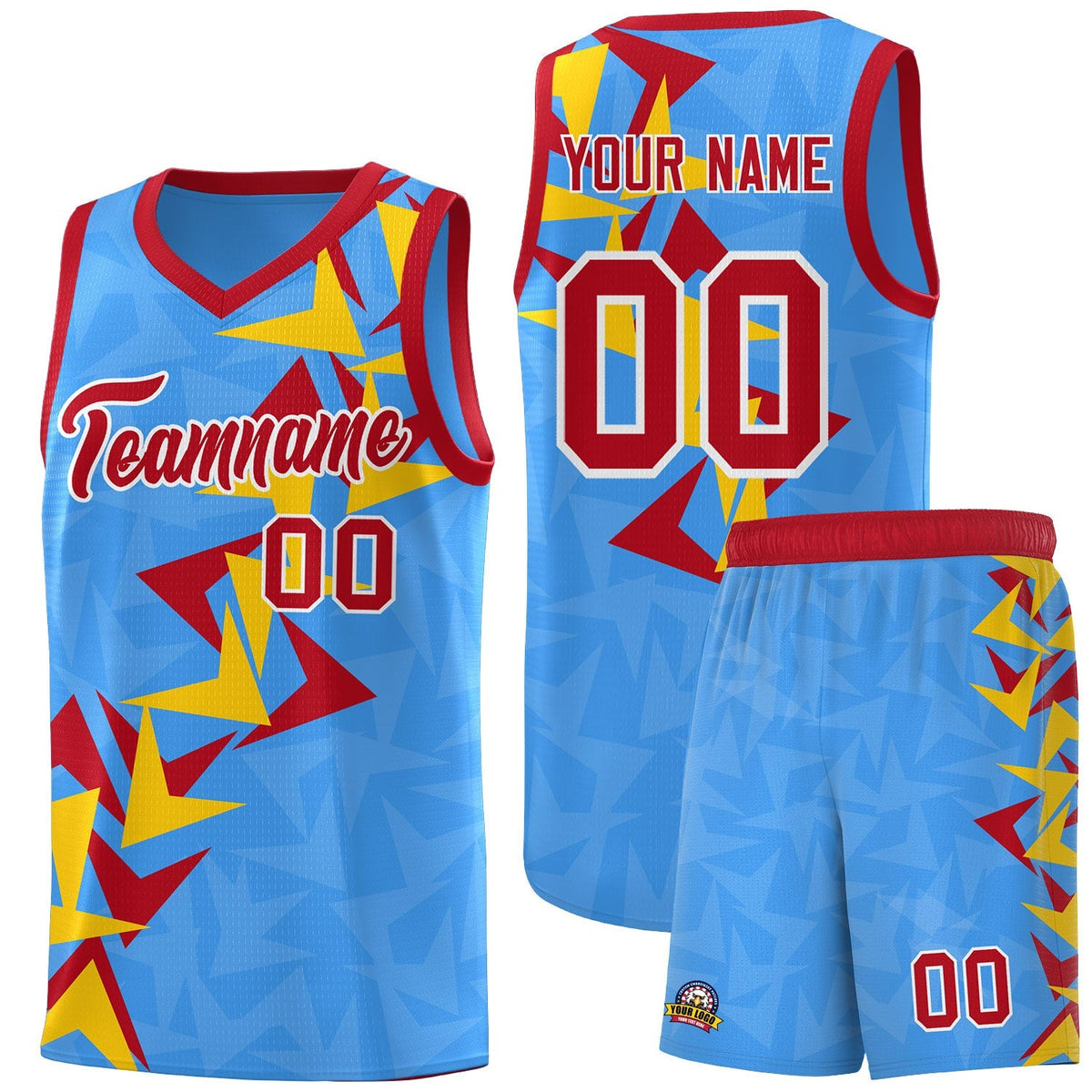 Custom Light Blue Boomerang Pattern Kits Basketball Jersey|KXKSHOP