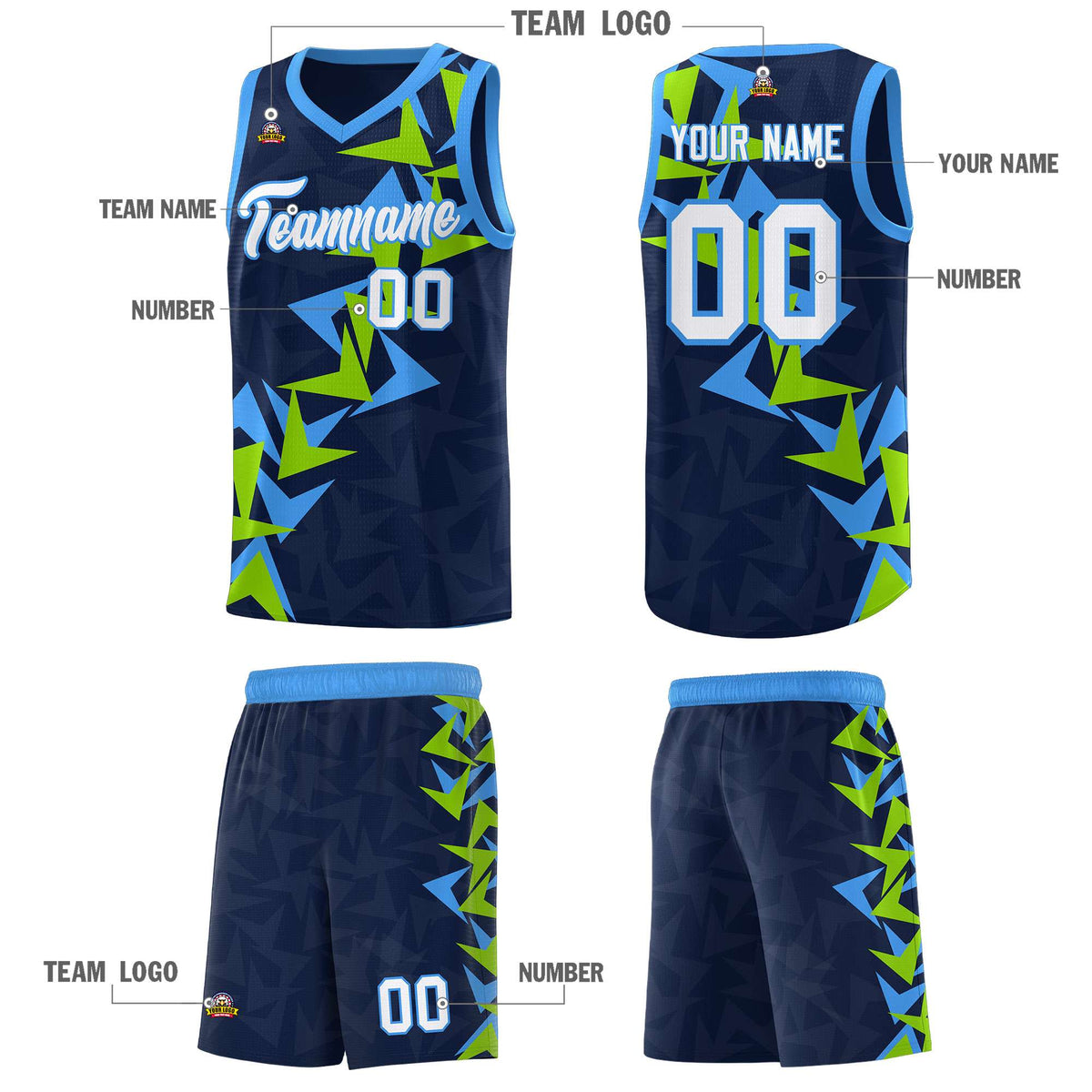 Custom Navy Boomerang Pattern Kits Basketball Jersey|KXKSHOP