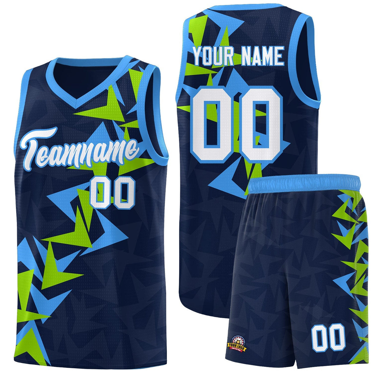 Custom Navy Boomerang Pattern Kits Basketball Jersey|KXKSHOP