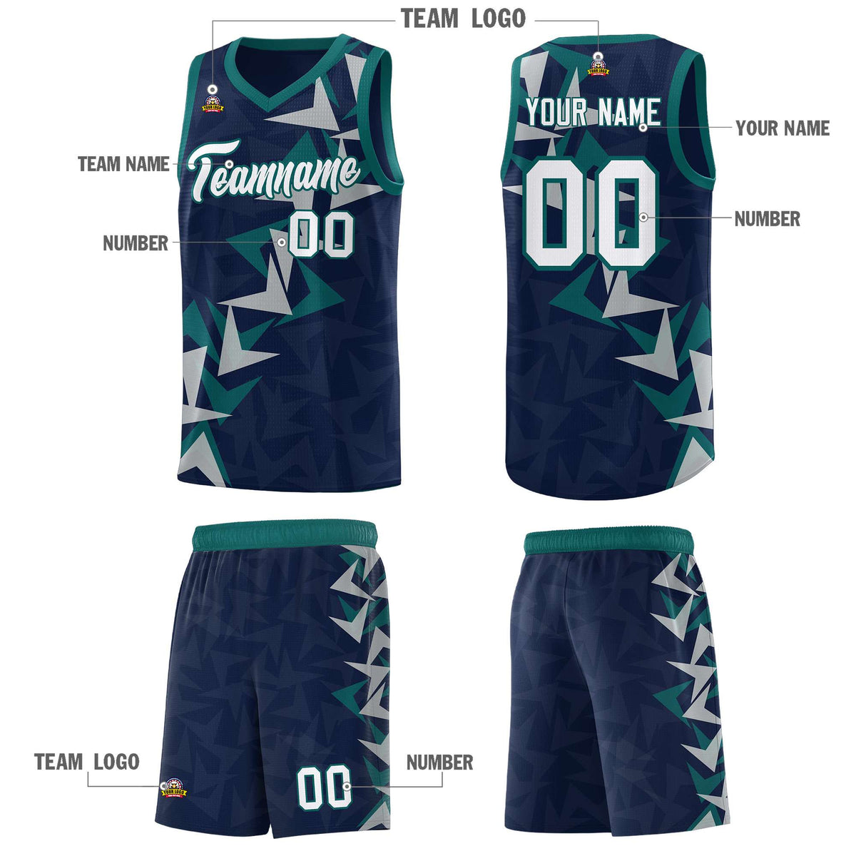 Custom Navy Boomerang Pattern Kits Basketball Jersey|KXKSHOP